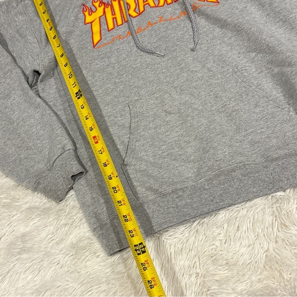 Thrasher Skateboards Flame Fire Heather Grey Logo Hoodie Sweatshirt Mens Small - Picture 4 of 10